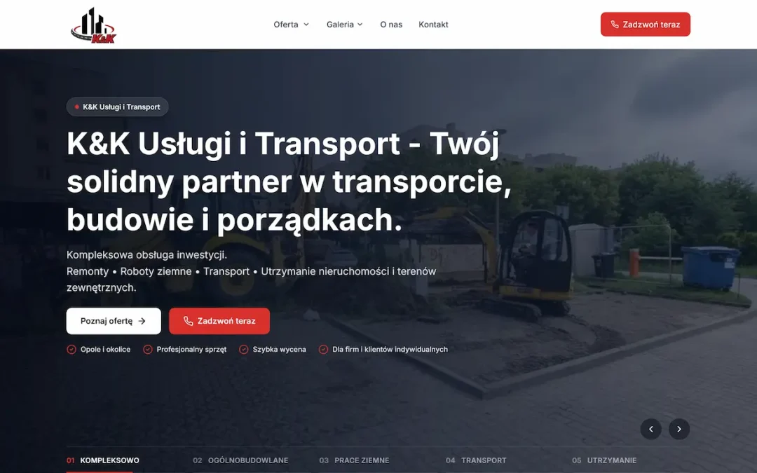 K&K Usługi i Transport — nowoczesna strona firmowa z rozbudowaną strukturą SEO