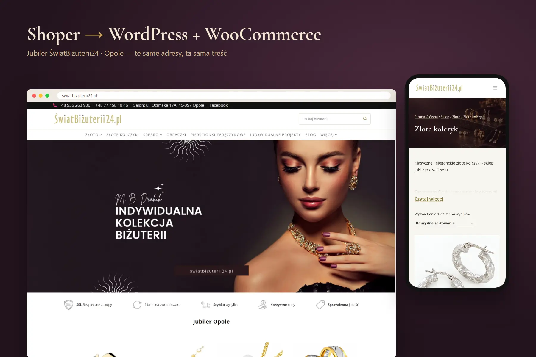 sb24-01-okladka Sklep ŚwiatBiżuterii24 po przeniesieniu z Shopera na WordPress i WooCommerce — wersja na komputer i telefon